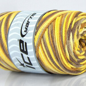 1x250gr Macrame Cotton Print Camel Shades, Yellow Shades