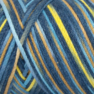 1x250gr Macrame Cotton Print Blue Shades, Yellow Shades
