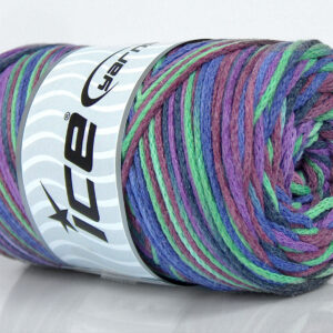 1x250gr Macrame Cotton Print Purple, Maroon, Grey, Green
