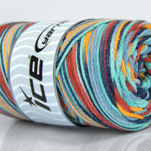 1x250gr Macrame Cotton Print Copper, Gold, Mint Green, Blue Shades