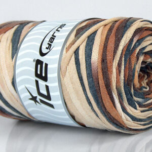 1x250gr VisCot Ribbon Color Brown Shades, Cream, Grey Shades