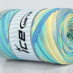 1x250gr VisCot Ribbon Color Light Yellow, Light Grey, Green Shades