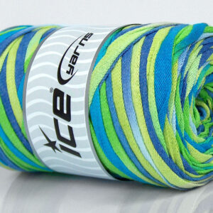 1x250gr VisCot Ribbon Color Green Shades, Blue, Lilac