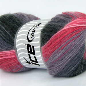 4x100gr Angora Batik Purple Shades, Black, Pink, Ecru