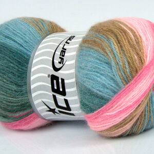 4x100gr Angora Batik Blue Shades, Camel, Pink Shades