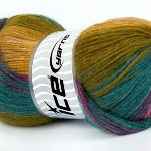 4x100gr Angora Batik Camel, Khaki, Purple, Pink, Green