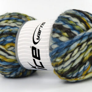 2x150gr Alpine Wool Color Blue Shades, Gold, Black, Green
