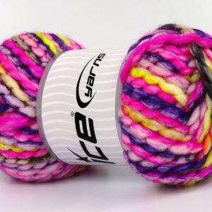 2x150gr Alpine Wool Color Pink Shades, Purple, Black, Neon Yellow
