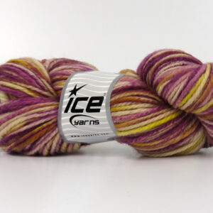 3x100gr Organic Wool Bulky Hand Paint Purple, Cream, Gold