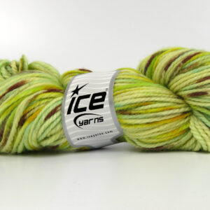 3x100gr Organic Wool Bulky Hand Paint Green Shades, Brown, Cream, Gold