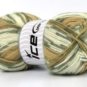 4x100gr Wool Design Cream, Light Khaki, Milky Brown