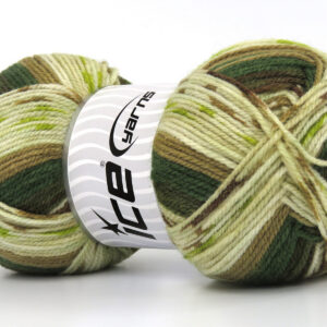 4x100gr Wool Design Cream, Green Shades, Camel, Brown