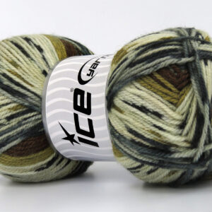 4x100gr Wool Design Cream, Teal, Brown Shades