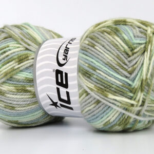 4x100gr Wool Design Cream, Green Shades, Blue Shades