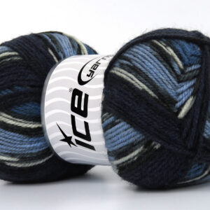 4x100gr Wool Design Blue Shades, Black, Navy