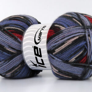 4x100gr Wool Design Lilac Shades, Black, Red, Pink