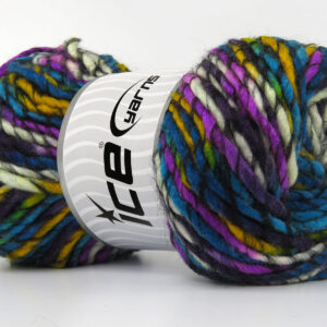 4x100gr Armonia Lana Bulky Purple Shades, White, Black, Gold, Turquoise