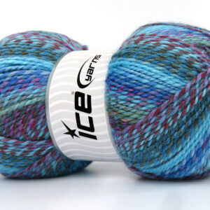 2x200gr Puzzle Wool Worsted Turquoise, Blue, Pink, Khaki, Red