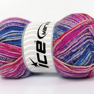 4x100gr Noble Cotton Print Fuchsia, Blue, Red, Green, Purple