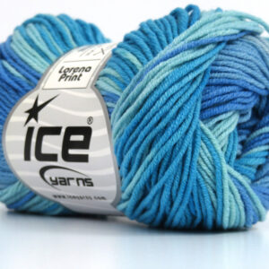 8x50gr Lorena Print Turquoise, Mint Green, Blue Shades