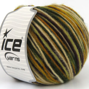 4x100gr Wool Varicolor Worsted Brown Shades, Gold, Green, Maroon