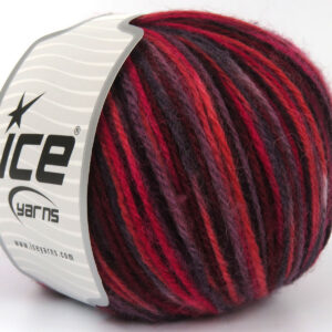 4x100gr Wool Varicolor Worsted Purple Shades, Fuchsia, Burgundy, Salmon