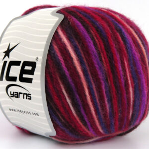 4x100gr Wool Varicolor Worsted Burgundy Shades, Purple Shades, Pink Shades
