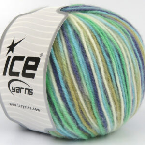 4x100gr Wool Varicolor Worsted Camel, Cream, Purple, Turquoise, Mint Green