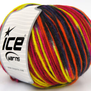 4x100gr Wool Varicolor Worsted Red, Yellow, Fuchsia, Purple, Black, Grey, Orange