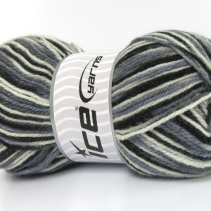 4x100gr Wool Varicolor Light Grey Shades, White, Black