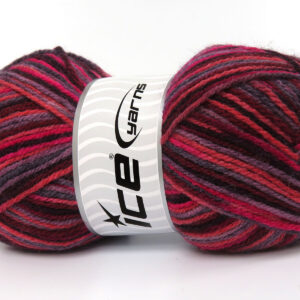 4x100gr Wool Varicolor Light Purple Shades, Fuchsia, Salmon, Grey