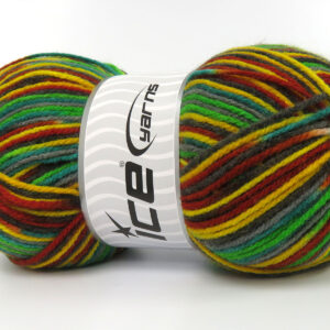 4x100gr Wool Varicolor Light Green Shades, Grey Shades, Copper