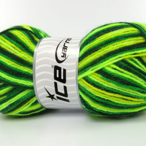 4x100gr Wool Varicolor Light Green Shades, Yellow