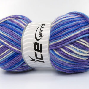 4x100gr Wool Varicolor Light Blue Shades, Lilac Shades, White