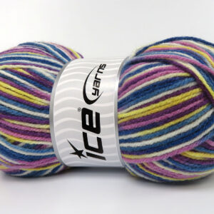 4x100gr Wool Varicolor Light Blue Shades, Pink Shades, Yellow, White