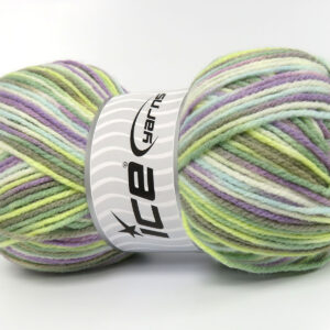 4x100gr Wool Varicolor Light Green Shades, Lilac, White, Beige