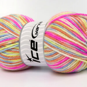 4x100gr Wool Varicolor Light Fuchsia, Yellow, Blue, White