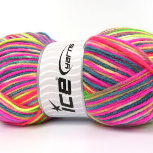 4x100gr Wool Varicolor Light Pink, Orange Shades, Green Shades