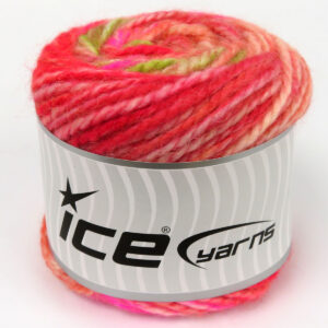 2x150gr Cakes Alpine Angora Salmon Shades, Red Shades, Green Shades