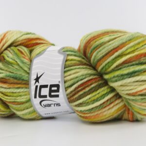 3x100gr Organic Wool Bulky Hand Paint Green Shades, Gold Shades