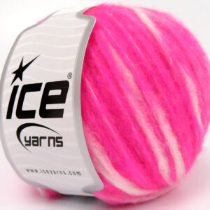 8x50gr Air Wool Spots Neon Pink, White