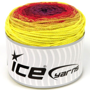 1x250gr Cakes Macrame Cotton Magic Purple, Burgundy, Red, Yellow Shades
