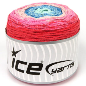 1x250gr Cakes Macrame Cotton Magic Mint Green, Turquoise, Pink Shades, Salmon