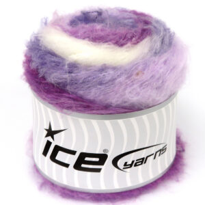 2x150gr Cakes Fancy Mohair Ecru, Purple Shades