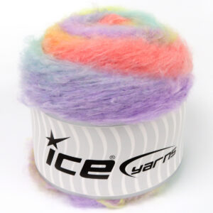 2x150gr Cakes Fancy Mohair Mint Green, Yellow, Light Salmon, Lilac