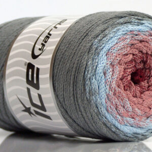1x250gr Macrame Cotton Magic Grey, Blue, Salmon Shades