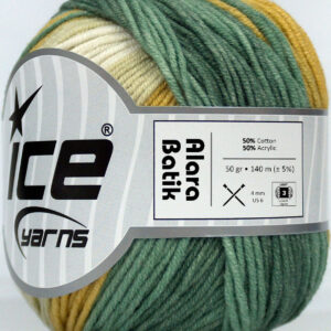 8x50gr Alara Batik Green Shades, Yellow, Light Cream