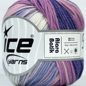 8x50gr Alara Batik Lilac Shades, White