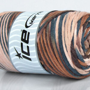 1x250gr Natural Cotton Color 3mm Brown Shades, Cream, Grey Shades