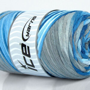 1x250gr Natural Cotton Color 3mm Blue Shades, Grey Shades